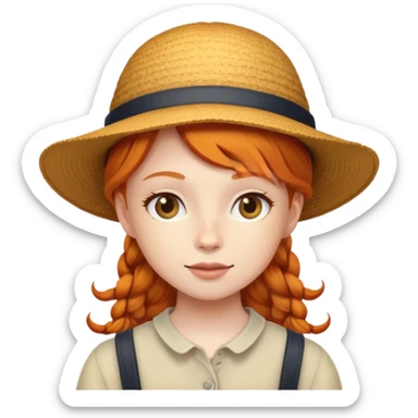 Ginger girl with a hat on sticker