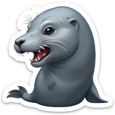 scary grey sea lion full body sticker