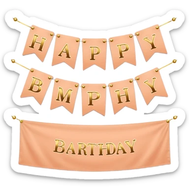 Peach colored birthday banner sticker