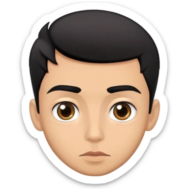 young man with modern black haircut, big eyes, medium lips, big eyebrows sticker
