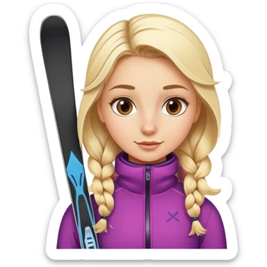 Ragazza bionda che sci con sci nordico sticker