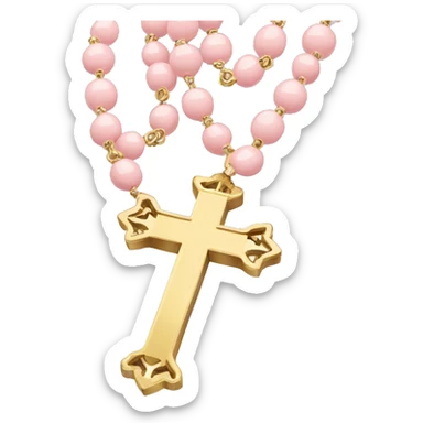 Light pink with gold cross rosary  sticker