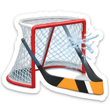 a hockey puck being shot into a hockey net sticker