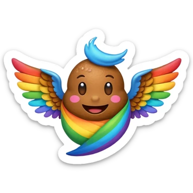 rainbow poop emoji with wings sticker
