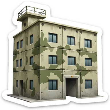 military warehouse painted in military camouflage sticker