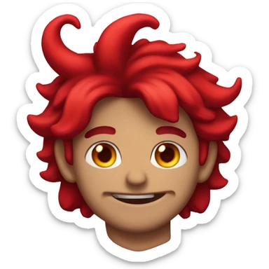 demonio rojo con corazones am sticker