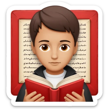 read books in caligraphy in red letters sticker