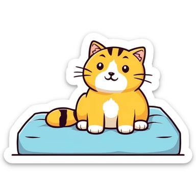 Golden cat on a bed sticker