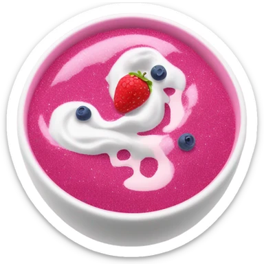 Hot pink yogurt with fruit and glitter inside bowl  sticker
