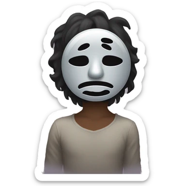 Sad holding happy mask sticker