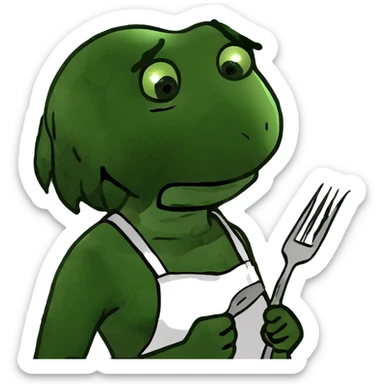 Sad hungry girl with fork in her hand sticker