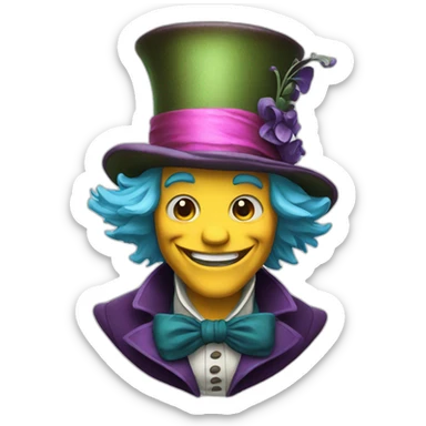 Mad-hatter-laughing sticker