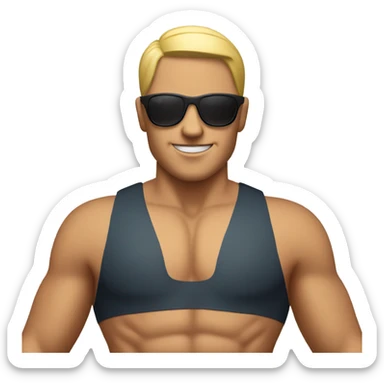 Guy in a speedo with sunglasses on sticker