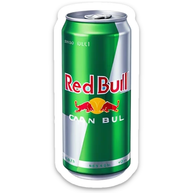 Red Bull can with green color palette and accurately detailed text sticker