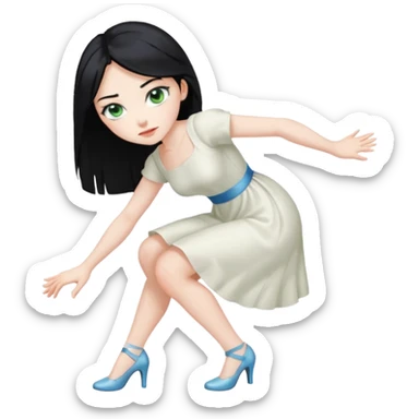 King, black Hair, blue eyes, whole body, Woman, bending knees, blonde, green eyes, White Dress, sticker