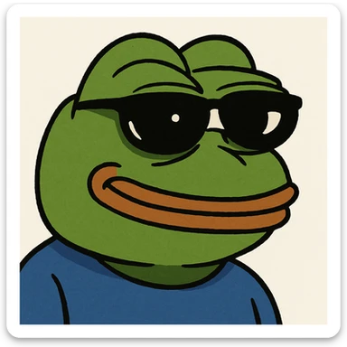 Pepe the Frog with sunglasses, meme style sticker
