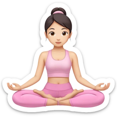 asian yoga girl light pink clothes  sticker