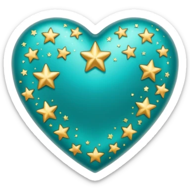 Teal heart with little stars sticker