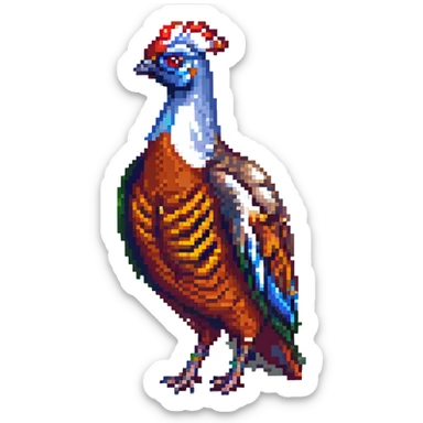 ringneck pheasant, blocky and retro pixel art style sticker