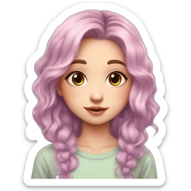 hair girl pastel art painting cute sticker