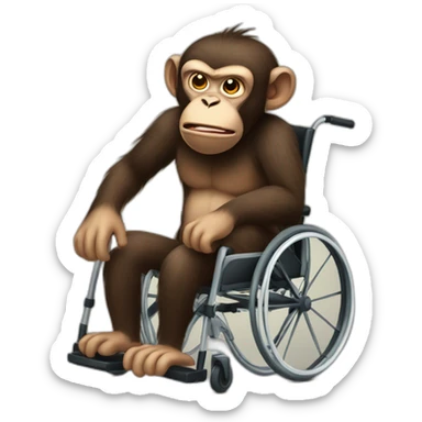 angry monkey with small ferocious rollin eyes cute wheelchair sticker