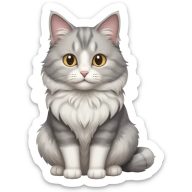 a grey and white cat sitting regally sticker
