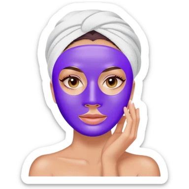 Lady with purple face mask spa beauty full face relaxing sticker