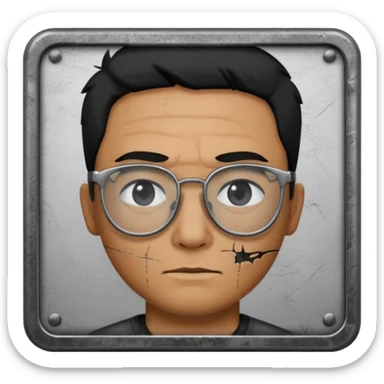 Circle black glasses with a scar without face  sticker