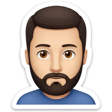 man, short hair, brown eyes, full beard, interested in what he sees sticker