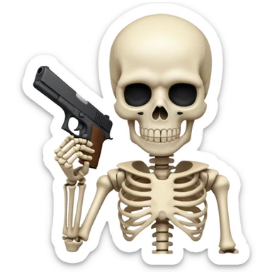 skeleton holding a Glock  sticker