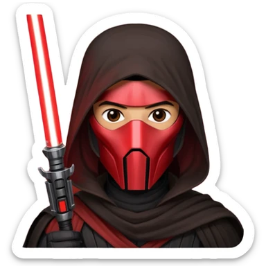 Darth Revan with his mask on holding red lightsaber mainly face shot not as much body sticker