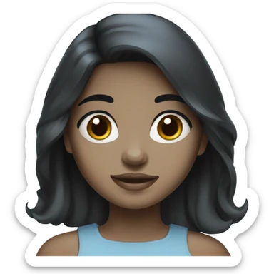 black haired girl with blue eyes white skintone  sticker