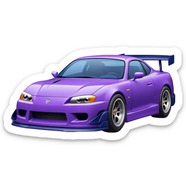 Purple and navy blue car doing a drift. sticker