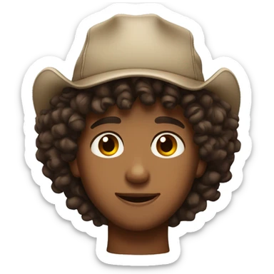 boy with brown curly hair freckles and trucker hat brown eyes sticker