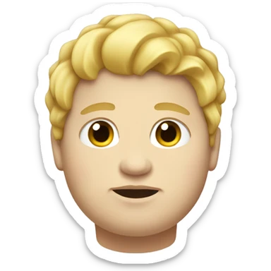 Obese, young male, long blonde hair sticker