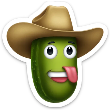 Pickle wearing a cowboy hat sticker