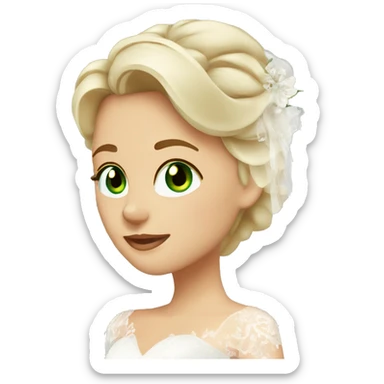 Blonde bride green eyes. Dark Brown hair groom brown eyes Caucasian  sticker