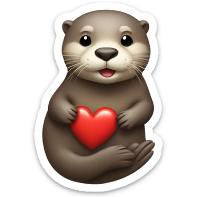 Otter with red Heart  sticker
