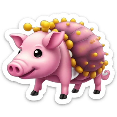 Pink pig armadillo cow centipede insect with yellow and black spots gradient mottled sticker