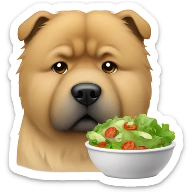 chow chow looking at salad sadly sticker