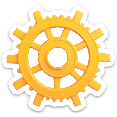 yellow cog wheel 3D look shiny highlights sticker
