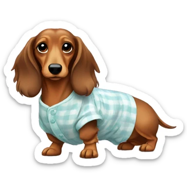 Long haired dachshund wearing pajamas sticker
