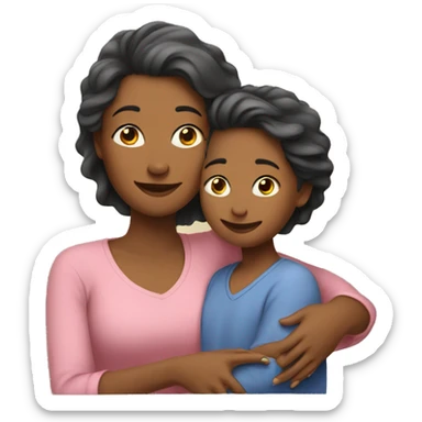 Mom and daughter hugging sticker
