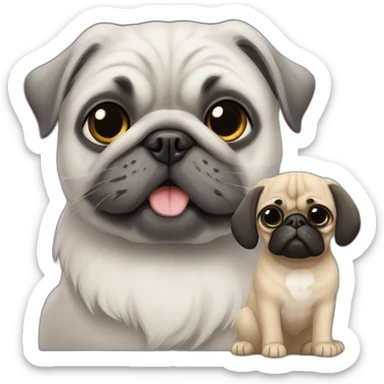 Cat persian grey with dog pug happy sticker