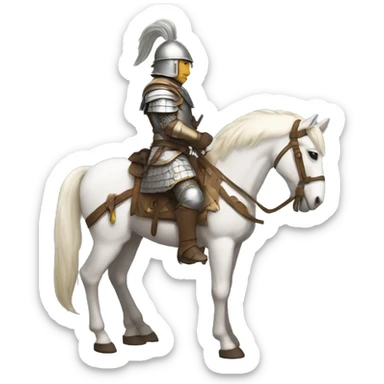 a white avar nomadic soldier on a horse from the side with little armor on sticker