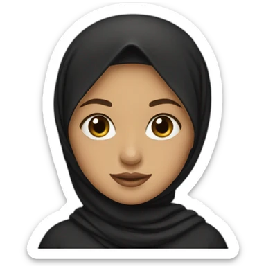 A hijabi girl with mat skin, black sweat and black skirt sticker