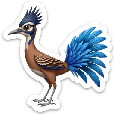 realistic roadrunner bird emoji, tail pointed down, realistic colors sticker