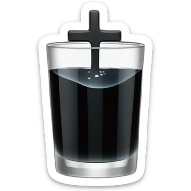 Black drink water with a cross sticker