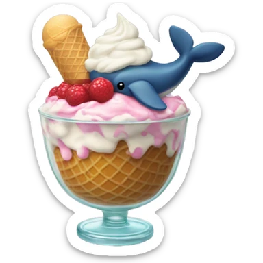 ice cream sundae with a whale on top sticker