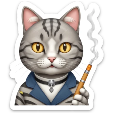 Cat smoking a cigarette with a general sassiness  sticker